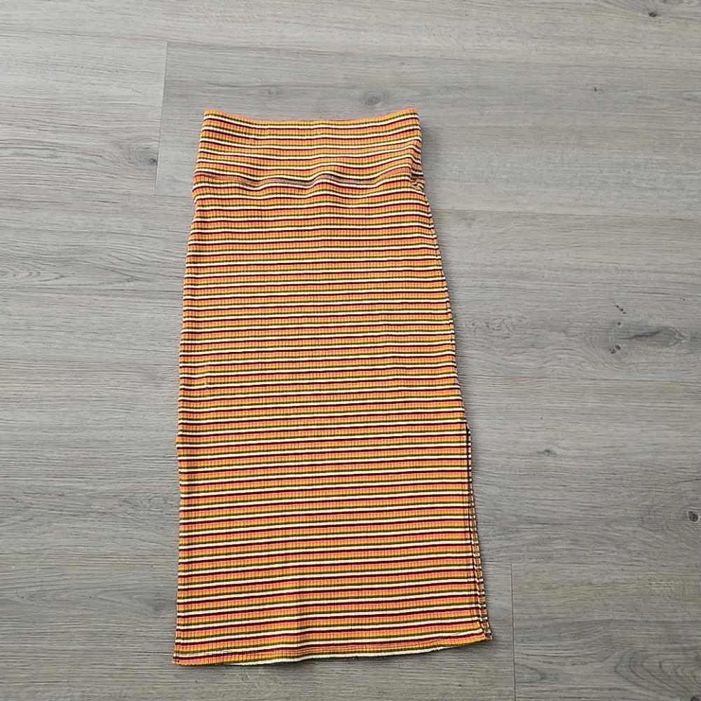 Aerie Pink and Yellow Striped Knit Skirt